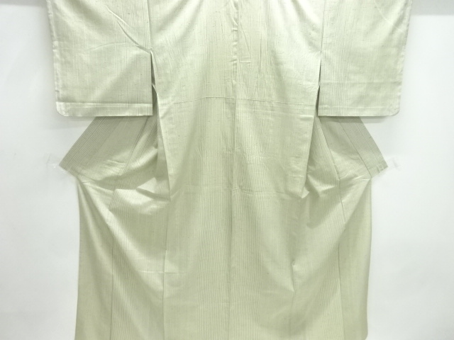 アンティーク　米沢ぜんまい紬縞模様織出し単衣着物